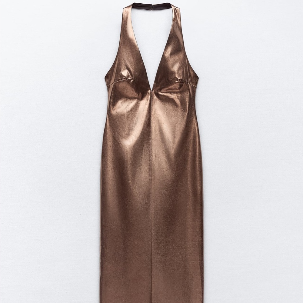 Zara limited edition halter dress with metallic thread - Picture 3 of 6